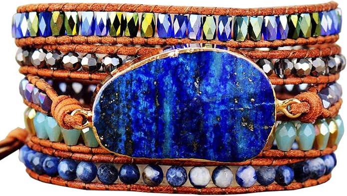 Boho Wrap Bracelet for Women, Handmade Natural Imperial Jasper Multi-Layer Stone Beaded Bracelet, Bohemian Healing Crystal Stone Jewelry Gifts