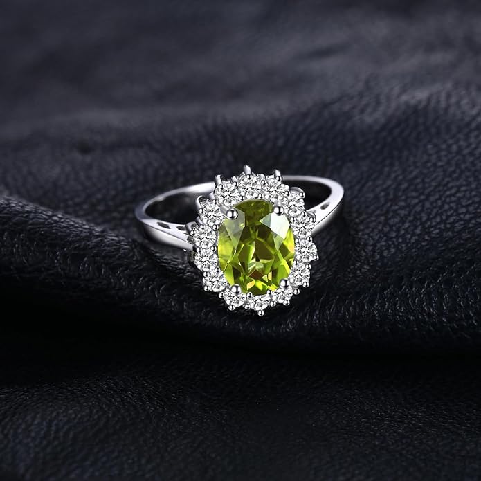 JewelryPalace Princess Diana Kate Middleton Class Gemstone Birthstone Sapphire Halo Engagement Rings for Women, Anniversary 14K White Yellow Rose Gold Plated 925 Sterling Silver Promise Rings for Her