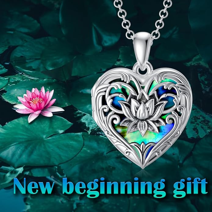 SOULMEET Personalized Silver Locket Necklace That Holds Pictures Photo Keep Someone Near to You, Memorial Custom Lockets Necklaces Letters Engraving for His Her