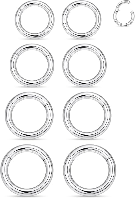 20G 18G 16G 14G 12G 10G 8G 6G Nose Rings Hoops 316l Surgical Steel Clicker Septum Lip Ring Tragus Helix Daith Rook Conch Snug Cartilage Lobe Earrings Hoop Piercing Jewelry For Women Men