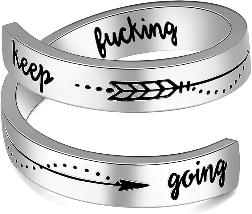 Inspirational Rings for Women Statement Stainless Steel Spiral Wrap Twist Ring Encouragement Personalized Jewelry Birthday Gifts