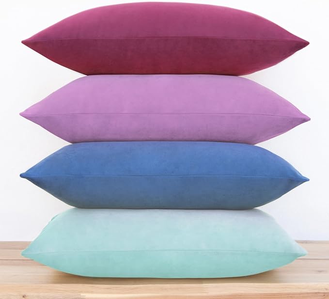 MONDAY MOOSE Decorative Throw Pillow Covers Cushion Cases, Set of 4 Soft Velvet Modern Designs, Mix and Match for Home Decor, Pillow Inserts Not Included (12x20 inch, Purple/Blue)