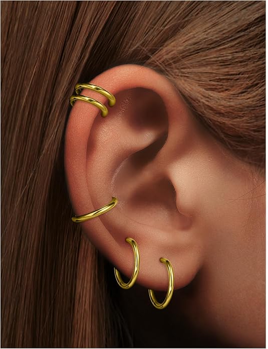 20G 18G 16G 14G 12G 10G 8G 6G Nose Rings Hoops 316l Surgical Steel Clicker Septum Lip Ring Tragus Helix Daith Rook Conch Snug Cartilage Lobe Earrings Hoop Piercing Jewelry For Women Men