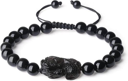 COAI Chinese Feng Shui Pixiu Piyao Stone Tiger Eye/Obsidian/Aventurine Bracelet