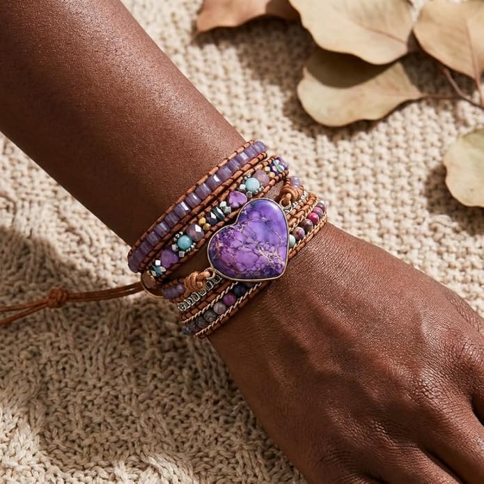 YGLINE Natural Stone Bracelet 3 Wraps Bracelet Handmade Boho Bracelet for Women Bracelet