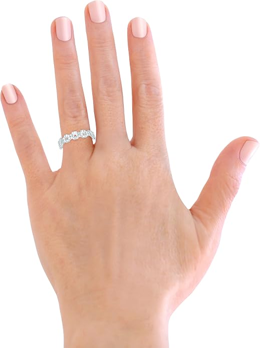 Savlano 925 Sterling Silver Daisy Flower Stackable Ring Band for Women - Made in Italy Comes With a Gift Box