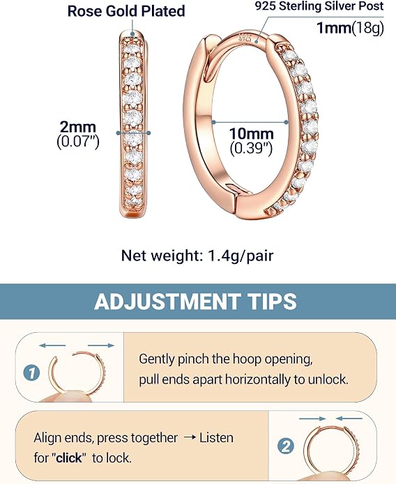 PROSTEEL Hoop Earrings for Women, Huggie Hoop with 925 Sterling Silver Post, 8/10/12/14/16/18/20mm Small Huggie Hoops, 14K Gold Plated/Silver/Black/Rose Gold Hypoallergenic Earrings Jewelry