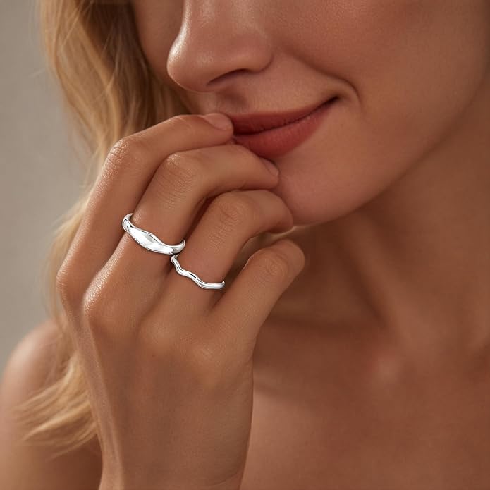 Gold Rings for Women Men Non Tarnish, Waterproof Chunky 14K Gold Plated Dainty Stackable Rings Trendy Statement Pinky Thumb Rings Engagement Eternity Wedding Band Ring Stacking Gold Jewelry Size 3 4 5 6 7 8 9 10 11