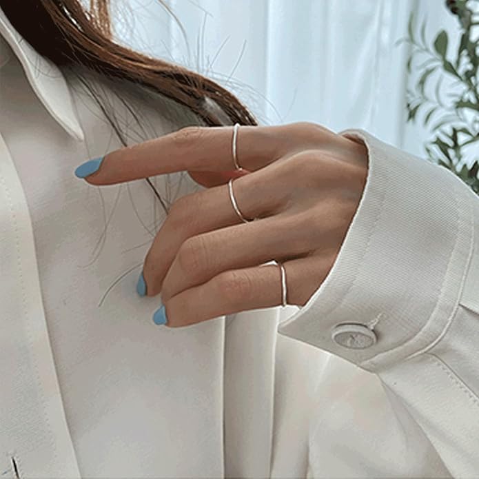 925 Sterling Silver Knuckle Rings for Women Minimalist Thin Stacking Rings Set 3PCS Midi Pinky Ring Size 2.5-8.5