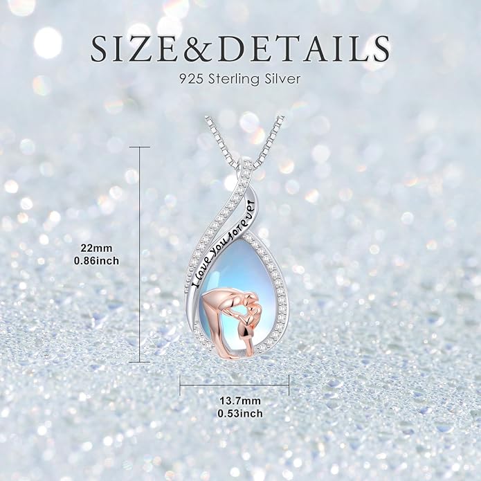 PROESS S925 Sterling Silver Daughter Heart Pendant Necklace from Dad Mom I Love You Forever Jewelry