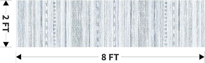 2x8 Runner Rug Machine Washable Non Slip Area Rug Distressed Neutral Moroccan Boho Rug Ultra Soft Floor Runners for Hallways for Entryway Laundry Room Kitchen, Blue