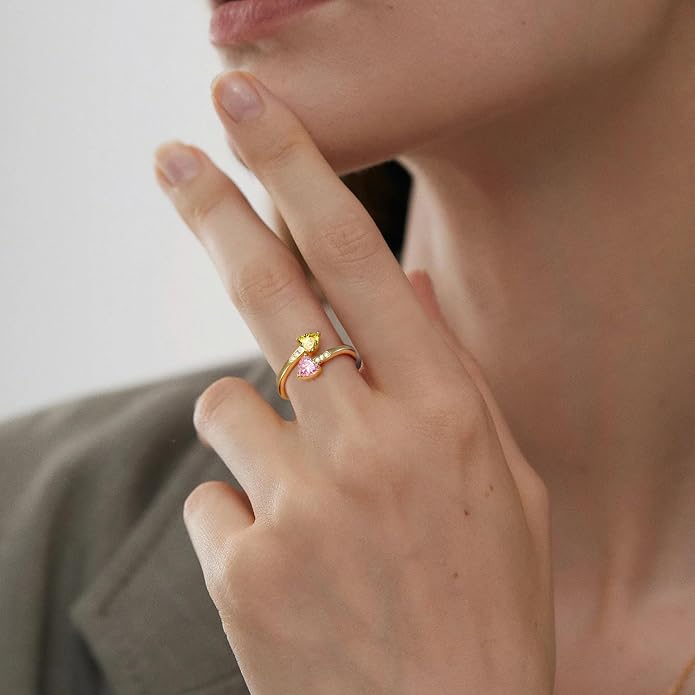 Btysun Mothers Day Gifts, Birthday Gifts for Women Non Tarnish Gold Rings Adjustable 1-12 Birthstone Rings Birthday Gift for Wife Mom Stocking Stuffers Promise Ring Anniversary Wedding Jewelry