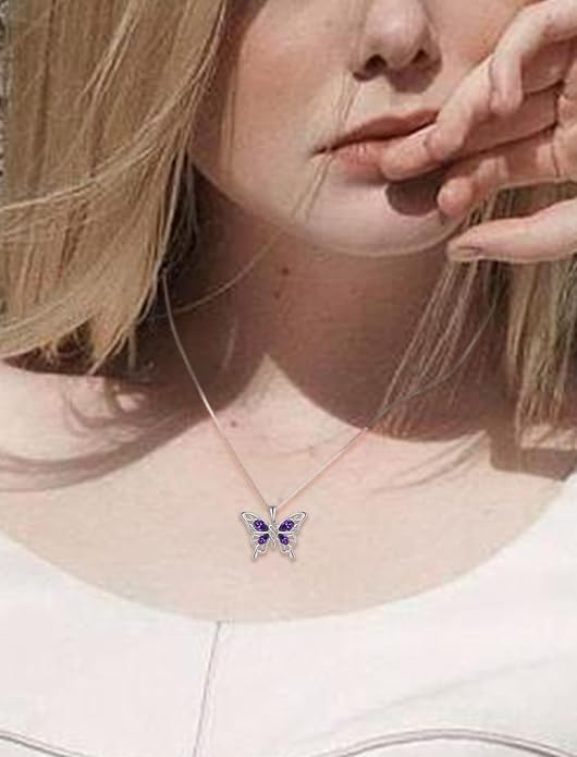 Butterfly Necklace 925 Sterling Silver Celtic Knot Pendant Teardrop Birthstone Twisted Jewelry for Women