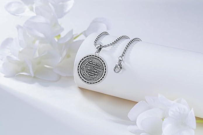 Hecate Wiccan Triple Moon Goddess Necklace Tetragrammaton Nudo De Bruja Plata 925 Original Sterling Silver Cat Moon Pendant Hekate Witch Necklace Amulet Witchy Jewelry Gifts for Women Men