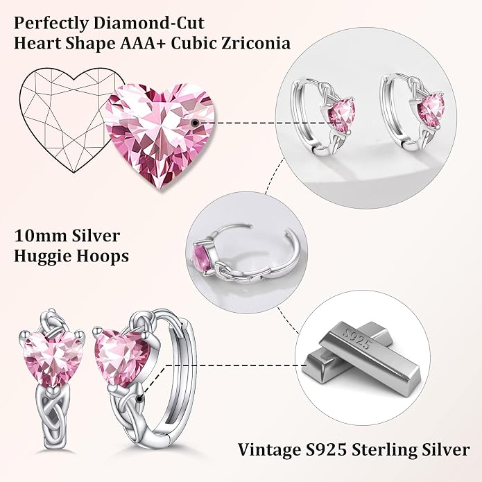 Bestyle 925 Sterling Silver Huggie Hoop Earrings Small Birthstone Hoop Earrings for Women Hypoallergenic Silver Huggie Earring,Great Birthday Earrings Gift for Daughter Wife Mom