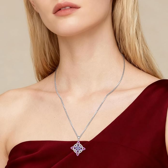 Pentagram Necklace Sterling Silver Triple Moon Goddess/Celtic Knot Witches Knot/Ankh/Sun and Moon/Hecate/Lilith/Santa Muerte/Tetragrammaton Pendant Necklace Pagan Wiccan Magic Egyptian Amulet Jewelry for Women Men