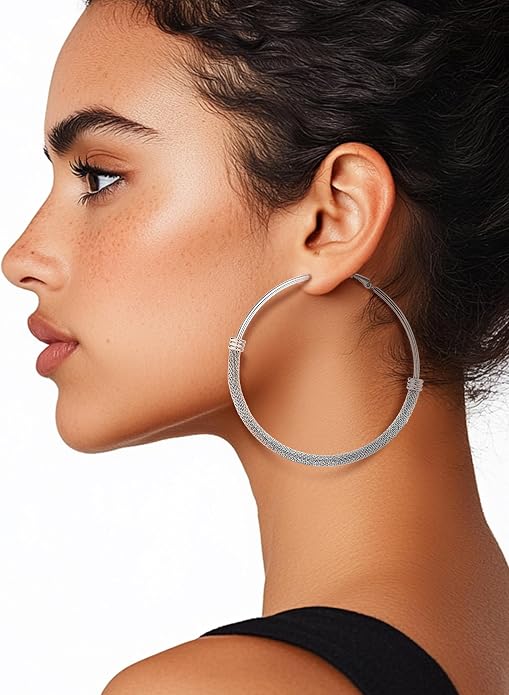 PROSTEEL 30/40/60/80/100mm Chunky Hoop Earrings For Women Gold Plated/Black Stainless Steel Hoops Earrings Statement Jewelry
