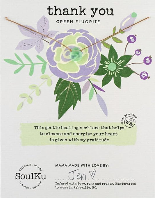 SOULKU Handcrafted Necklace, Empowerment Jewelry With Healing Crystal, Inspirational Jewelry For Women, Mom & Sister Gifts, 2" Extender With Lobster Clasp, 16" Nylon Cord