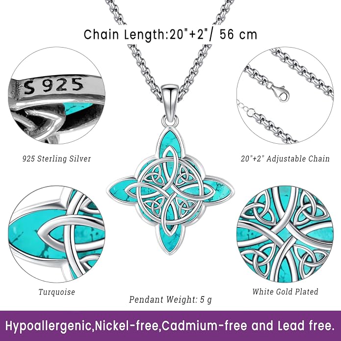 Turquoise Jewelry for Women Men 925 Sterling Silver Pendant Urn Necklaces for Ashes Picture Locket Necklace Thor Hammer Yggdrasil Virgen De Guadalupe St Michael Christopher Judas Witches Knot Necklace