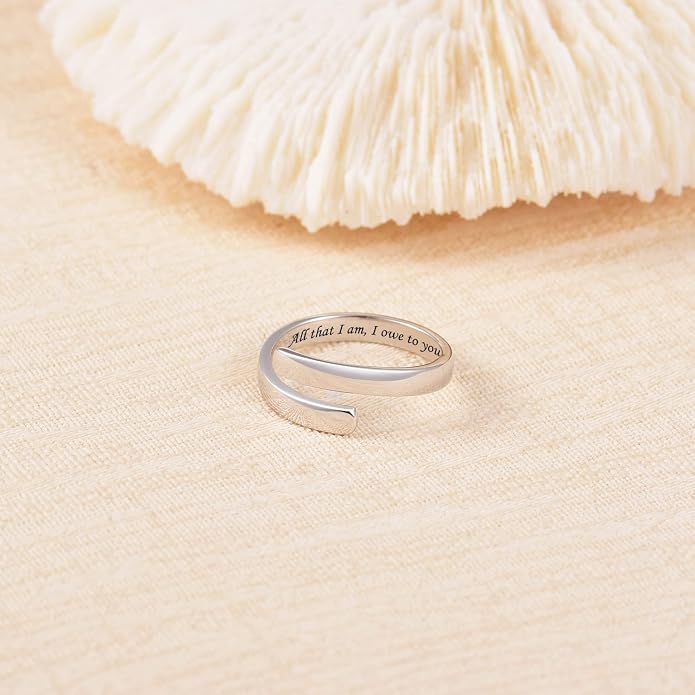 BEILIN 925 Sterling Silver Inspirational Jewelry Rings Adjustable Ring Personality Encouragement Gift for Teens Women