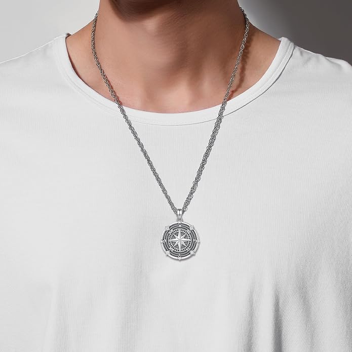 INFUSEU Mythology Pendant Necklaces for Men, Viking Norse Mjolnir Egyptian Anubis Ankh, 22-24 Inch Chain
