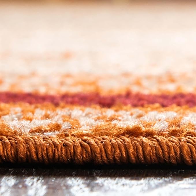 Unique Loom Autumn Collection Modern Contemporary Casual Abstract Area Rug (Beige/ Terracotta Rustic, 9 x 12 ft Rectangular)