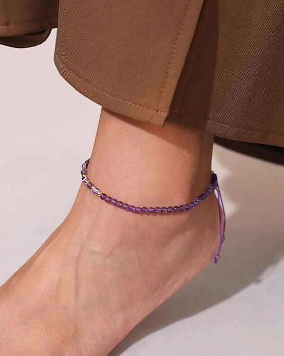 Evil Eye Ankle Bracelets for Women Beads Anklets Beach Accessiory Gemstone Healing Crystal Adjustable