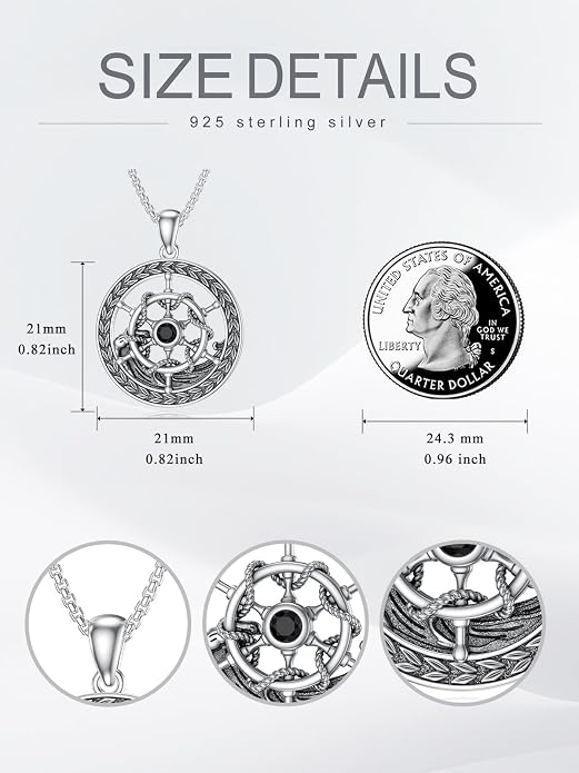 Midari Ocean Necklace 925 Sterling Silver Flamingo Mama Bear Dolphin Penguin Sea Turtle Axolotl Desert Cactus Nautical Rudder Tropical Palm Compass Wave Pendant Boho Jewelry Gifts for Women Men