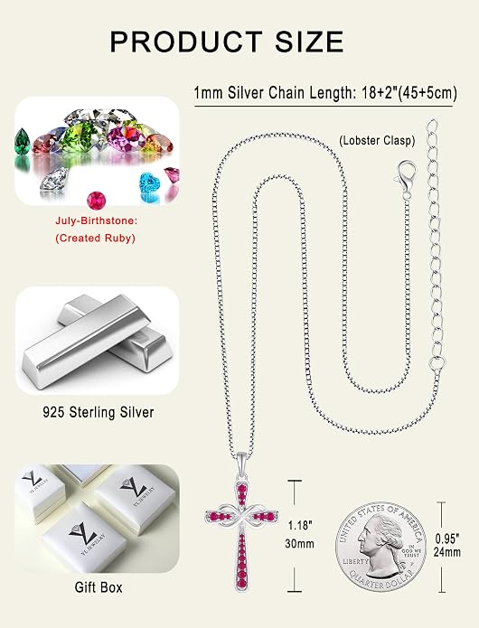 YL 925 Sterling Silver Cross Necklace for Women Halo Infinity Pendant Cubic Zirconia Jewelry for Mom
