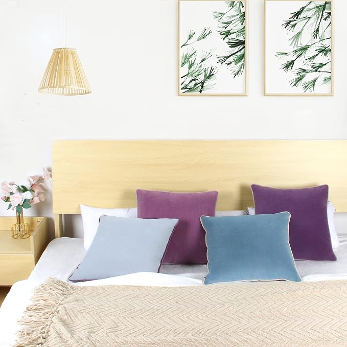 8-Colors Velvet Throw Pillow Covers 20x20 Inch Set of 4 Decorative Blue Purple Pillowcases Modern Double-Colored Cushion Covers for Sofa Couch