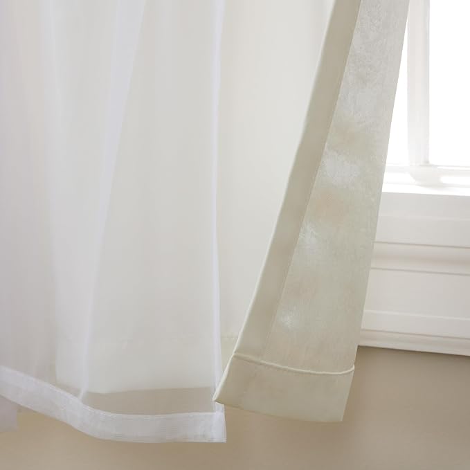 TOWN & COUNTRY LUXE Talia Double Layer Indoor Curtains, Sheer and Room Darkening Blackout, Grommet Top, Energy Efficient, 2-Pack Set, 52"x63", Vanilla