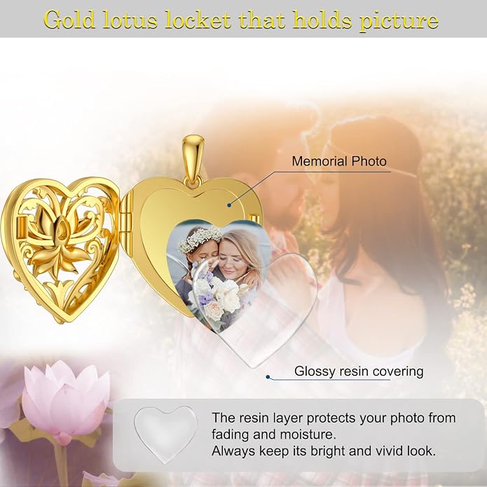 SOULMEET Personalized Silver Locket Necklace That Holds Pictures Photo Keep Someone Near to You, Memorial Custom Lockets Necklaces Letters Engraving for His Her
