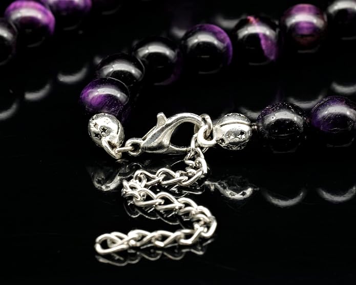 Natural Gemstone Beaded Choker Necklace | 8mm Handmade Adjustable Jewelry for Men & Women | Chakra Balancing Crystal Necklace | Spiritual Gift | Macrame Cord with Extender