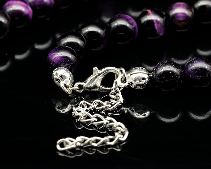 Natural Gemstone Beaded Choker Necklace | 8mm Handmade Adjustable Jewelry for Men & Women | Chakra Balancing Crystal Necklace | Spiritual Gift | Macrame Cord with Extender