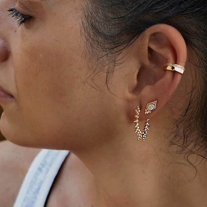MYEARS Women Ear Cuff Earring Gold Non Pierced Ear Cartilage Clip on Wrap Hoop 14K Gold Filled Tiny Boho Beach Simple Minimalist Delicate Handmade Hypoallergenic Jewelry Gift-Sold as Single/Pair
