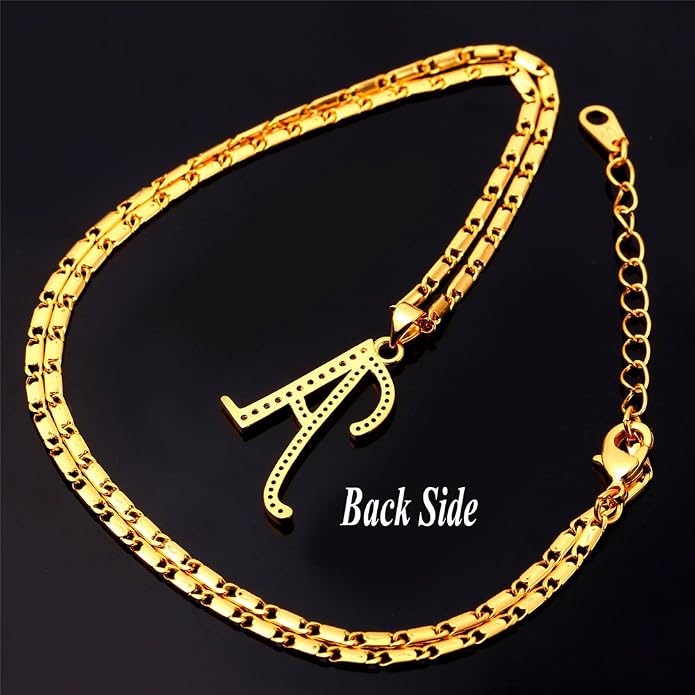 U7 Initial Necklace for Women, Gold/Platinum Plated CZ Crystal Letter A-Z Pendant Necklace, Shiny 20 Inch Name Chain Dainty Personalized Jewelry for Men Mom Wife Friend