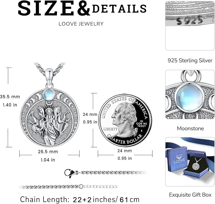 Pentagram/Celtic Knot/Witches Knot/Santa Muerte/Triple Moon Goddess/Baphomet/Hecate Necklace Sterling Silver Magic Wiccan Amulet Pagan Jewelry for Women Men