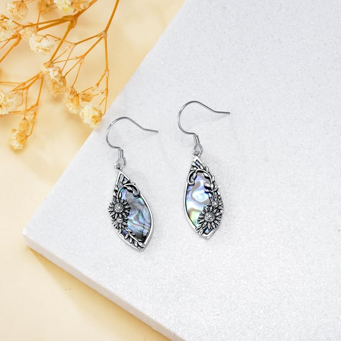 Silver Earrings for Women Sterling Silver Filigree Earrings Teardrop Dangle Drop Filigree Bohemia Jewelry Gift for Women Mother Mom