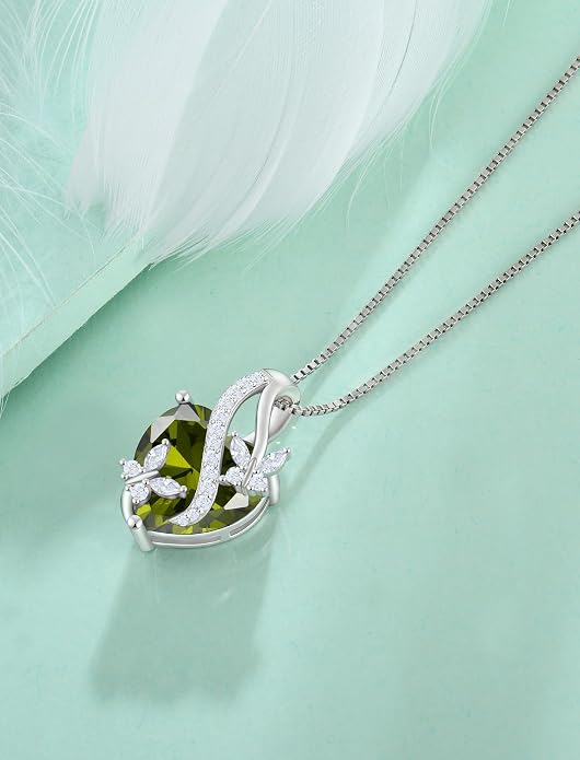 Butterfly Necklaces for Women Sterling Silver Infinity Heart Pendant Birthstone Jewelry Gift with 14k Yellow Gold/Rose Gold Plated