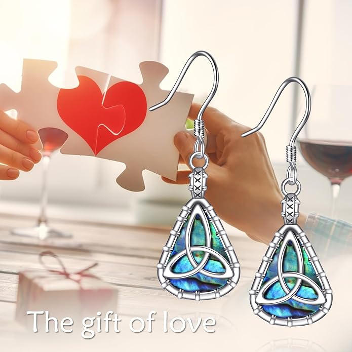 Abalone Shell Dangle Drop Earrings for Women 925 Sterling Silver Filigree Bohemian Earrings Jewelry Gift