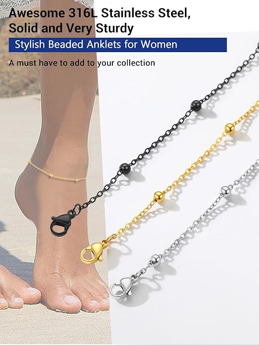 PROSTEEL Gold/Silver Anklets for Women Waterproof, 14K Gold Plated Ankle Bracelet Non Tarnish, Jewelry Gifts Adjustable