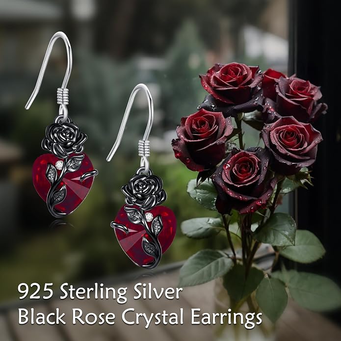 AOBOCO Teardrop Dangle Earrings for Women 925 Sterling Silver Moonstone Flower Filigree Leverback Jewelry Birthday