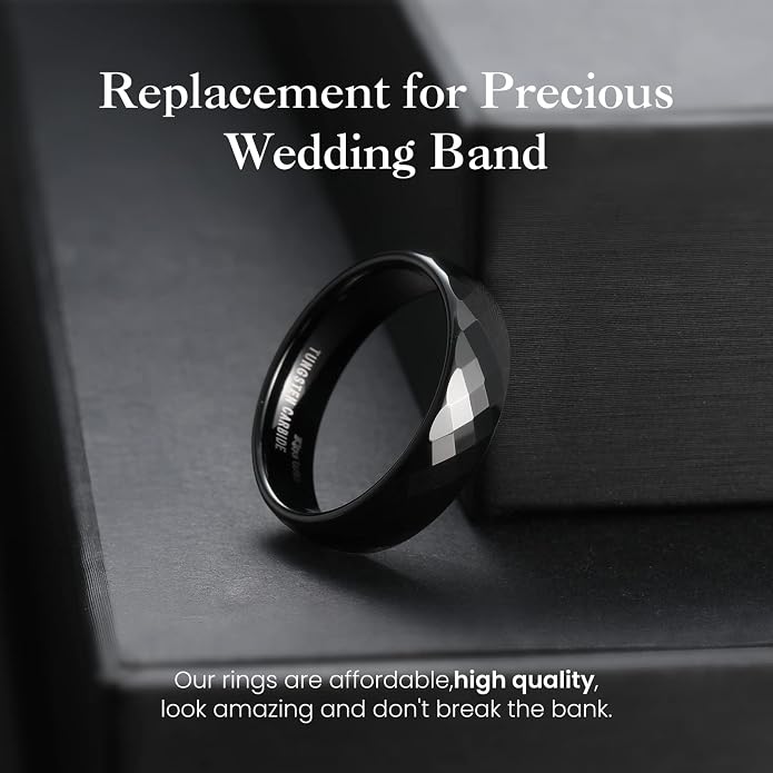 King Will Tungsten Carbide Wedding Ring for Men Women Promise Ring for Couple 2mm/4mm/6mm Black/Silver/Gold/Rose Gold Multi-faceted Shining Luster High Polished Wedding Band Comfort Fit