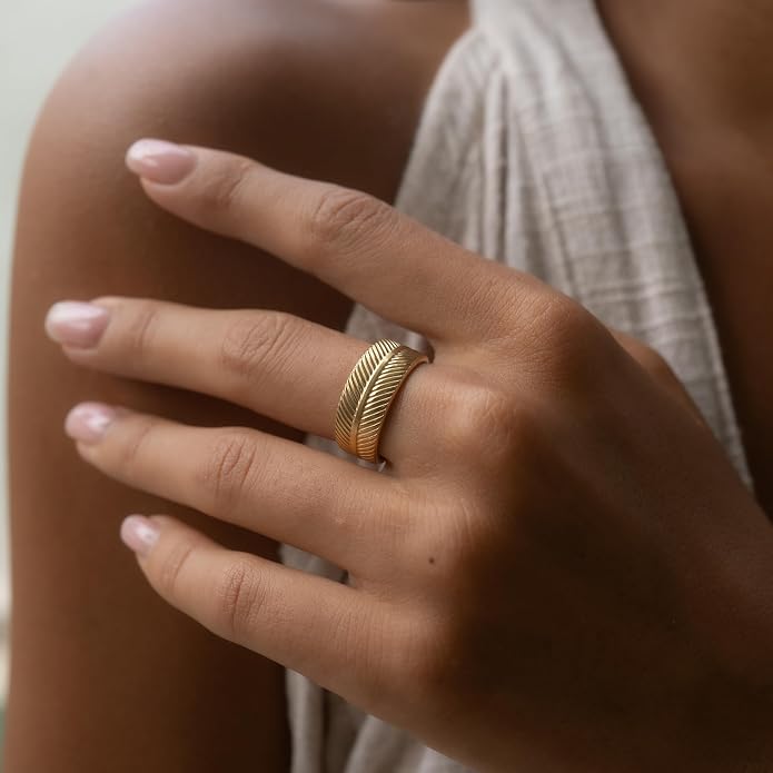 Made by Nami Stainless Steel Gold Adjustable Rings for Women Stackable Chunky Gold Rings for Women