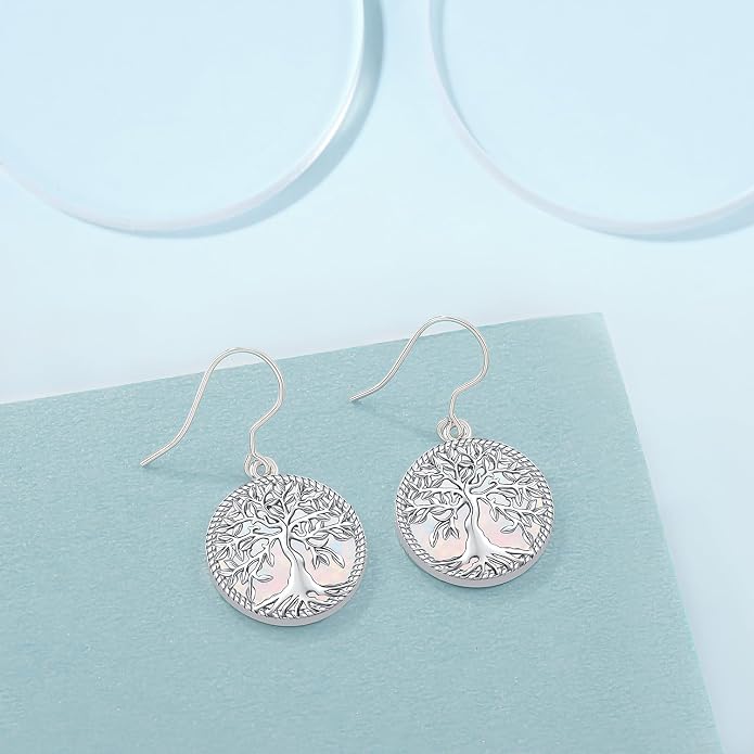 Aniu Tree of Life Earrings for Women Turquoise Malachite Teardrop Dangle Earrings for Women Sterling Silver Anniversary Birthday Drop Dangle Earrings Jewelry Gifts