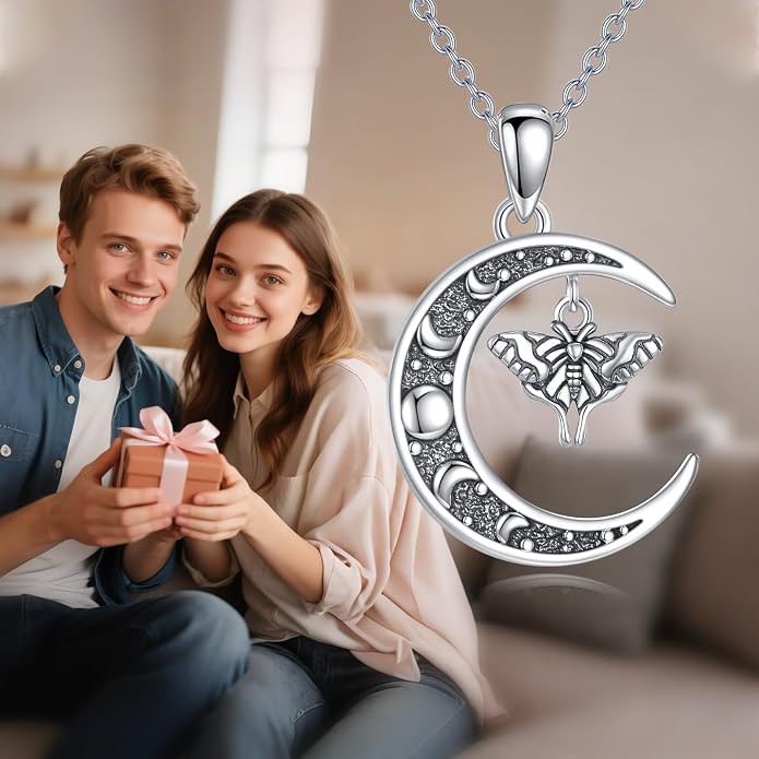 Sun and Moon Necklace 925 Sterling Silver Sun Moon Pendant Gemstone Jewelry Gifts for Women