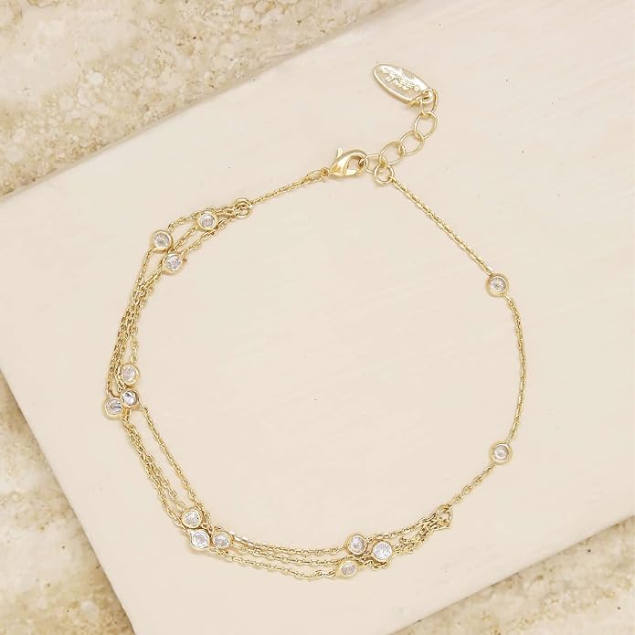 Ettika Anklets for Women. Anklet, 18k Gold or Rhodium Plated. Ankle Bracelets for Women, Jewelry