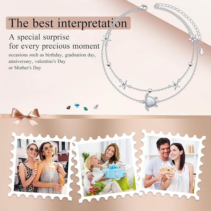 Anklets for Women 925 Sterling Silver Blue Evil Eye Infinity Butterfly Adjustable Multilayer Layered Summer Beach Ankle Bracelet Foot Chain Jewelry for Women