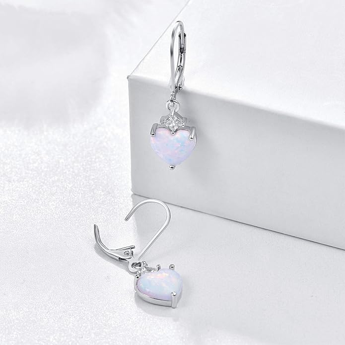 Teardrop Leverback Drop Dangly Earrings, 925 Sterling Silver with Opal/Moonstone Hypoallegenic for Sensitive Ears Jewelry Gift for Women Girlfriend with Gift Box