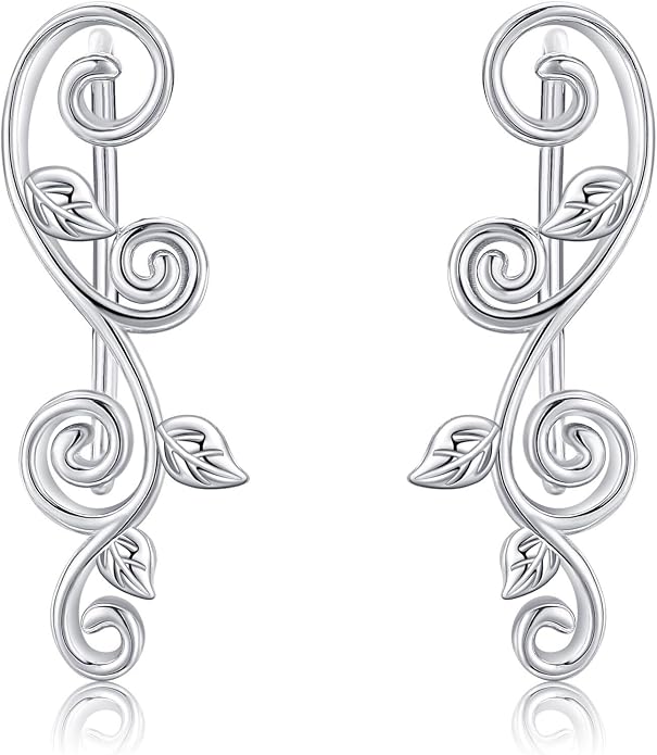 Ear Climbers Earrings for Women Sterling Silver Vintage Ear Crawler Earrings Jewelry Gifts for Women